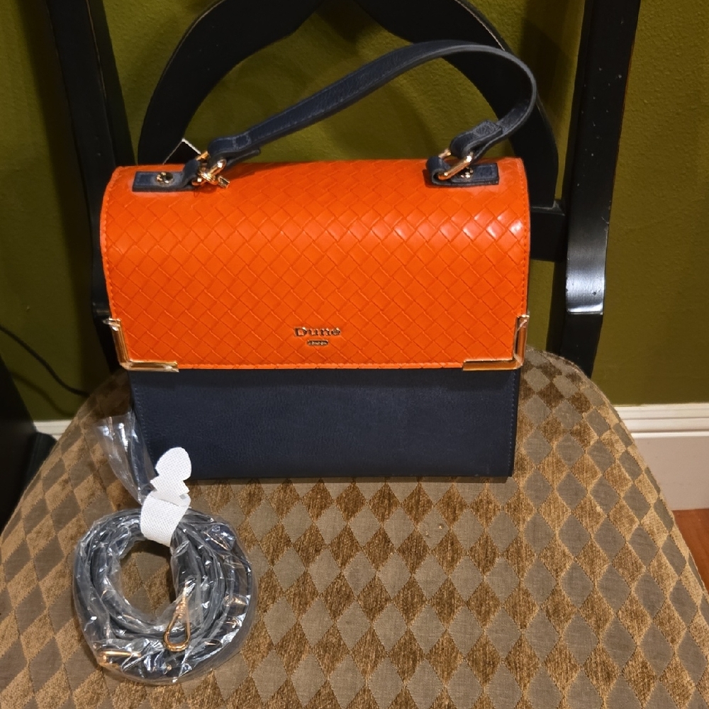Dune 2 Tone purse Orange/Navy Purse With Shoulder Strap